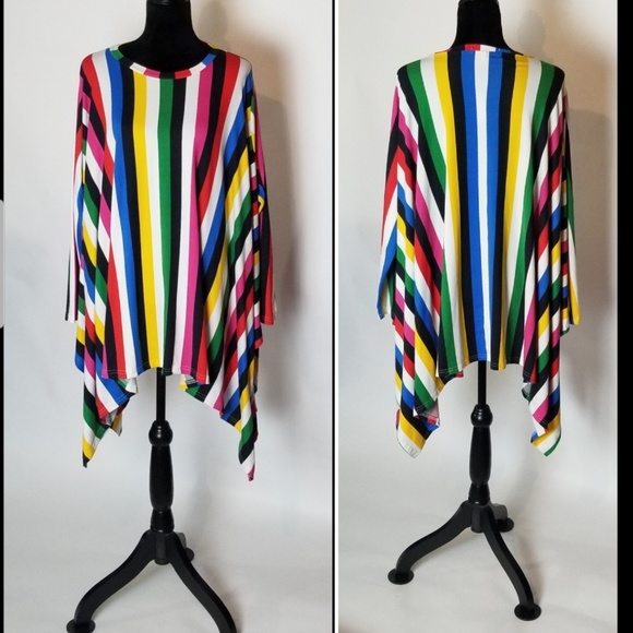 Striped Oversize Poncho - Picture 3 of 6